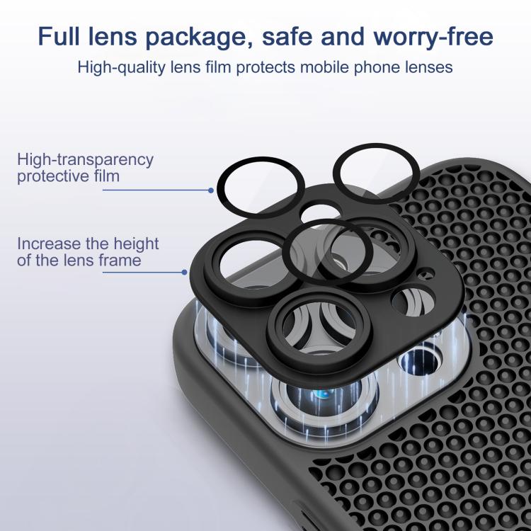 For iPhone 16 Plus Cooling Skin Feel PC Phone Case with Lens Film