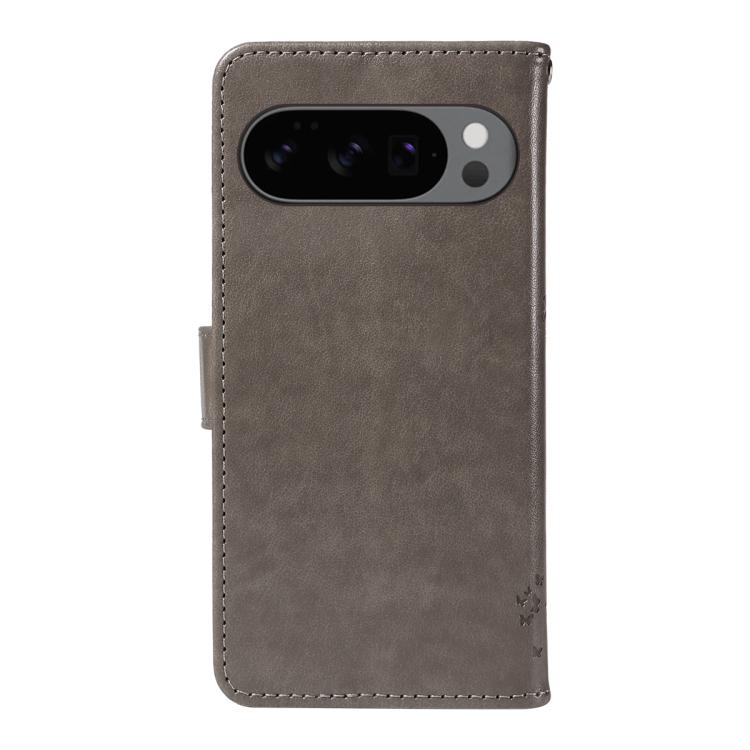 For Google Pixel 10 5G / 10 Pro 5G Global Tree & Cat Embossed Pattern Flip Leather Phone Case