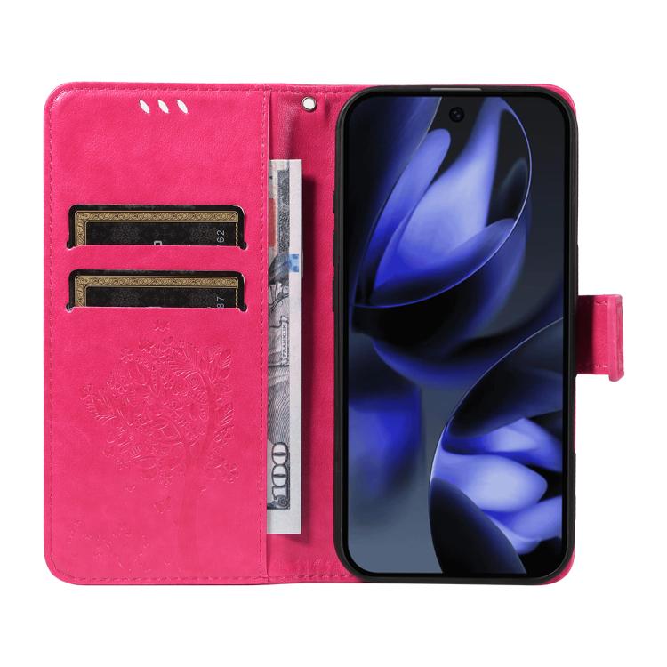 For Google Pixel 10 5G / 10 Pro 5G Global Tree & Cat Embossed Pattern Flip Leather Phone Case