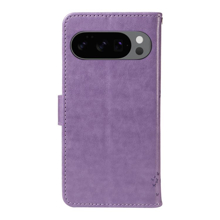 For Google Pixel 10 5G / 10 Pro 5G Global Tree & Cat Embossed Pattern Flip Leather Phone Case