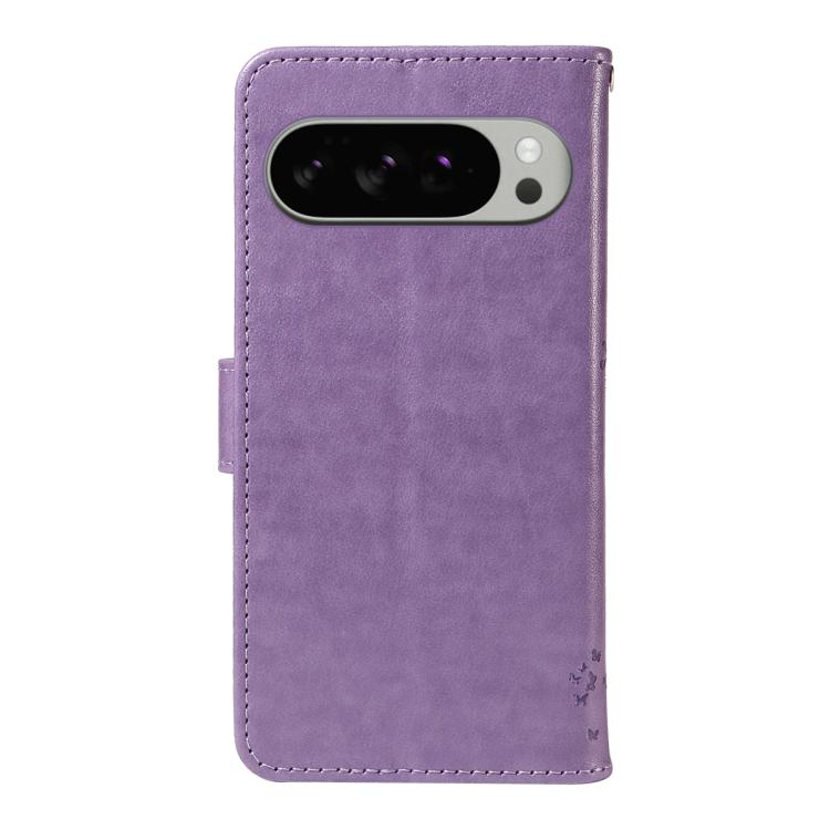 For Google Pixel 10 Pro XL 5G Global Tree & Cat Embossed Pattern Flip Leather Phone Case
