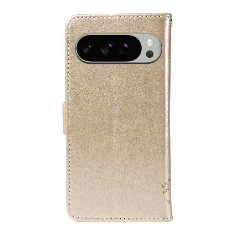 For Google Pixel 10 Pro XL 5G Global Tree & Cat Embossed Pattern Flip Leather Phone Case