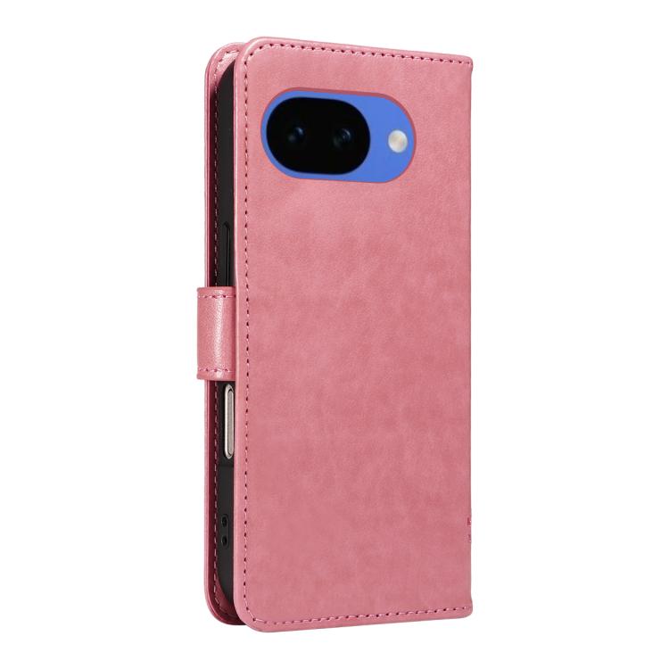 For Google Pixel 10a Tree & Cat Embossed Pattern Flip Leather Phone Case