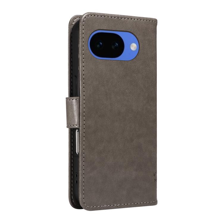For Google Pixel 10a Tree & Cat Embossed Pattern Flip Leather Phone Case