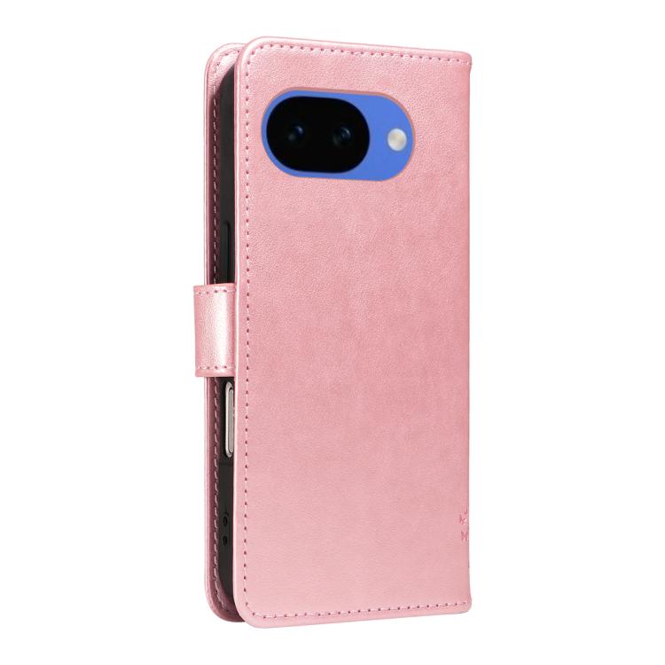 For Google Pixel 10a Tree & Cat Embossed Pattern Flip Leather Phone Case