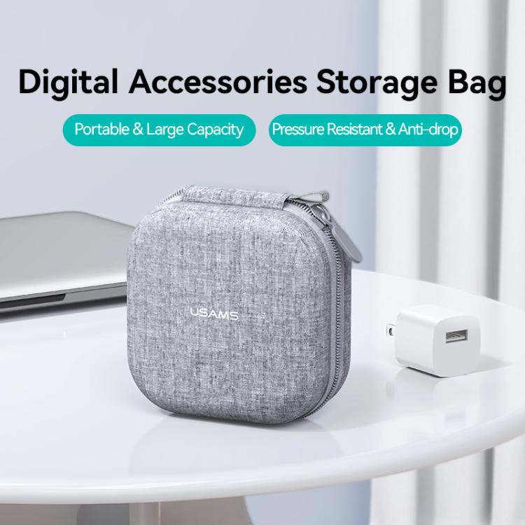 USAMS ZB351 Large Capacity TWS Earphone Storage Bag - Grey