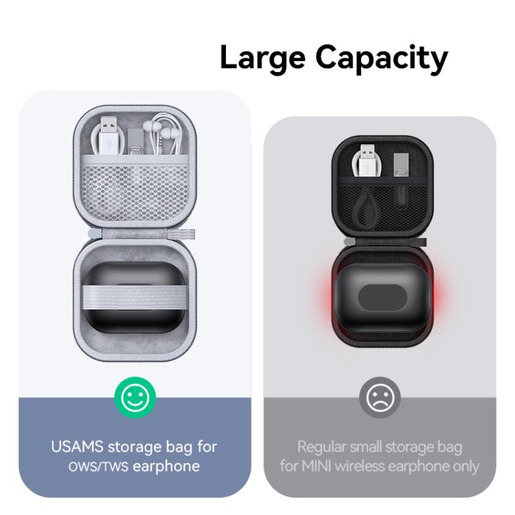USAMS ZB351 Large Capacity TWS Earphone Storage Bag - Grey
