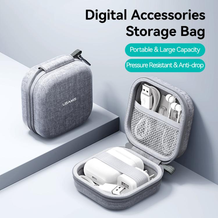 USAMS ZB351 Large Capacity TWS Earphone Storage Bag - Grey