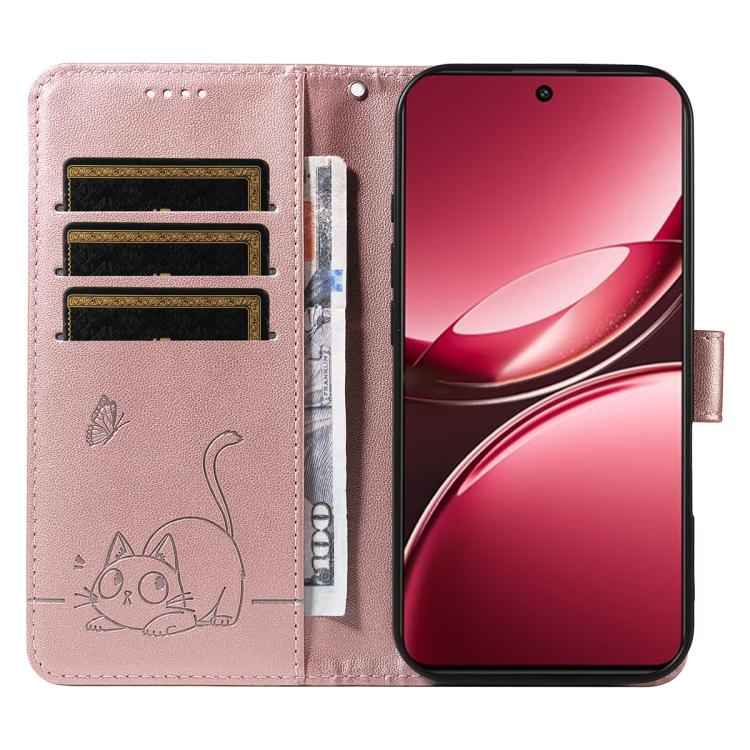 For vivo V50 Lite 5G Global Adorable Cat Embossed Pattern Flip Leather Phone Case