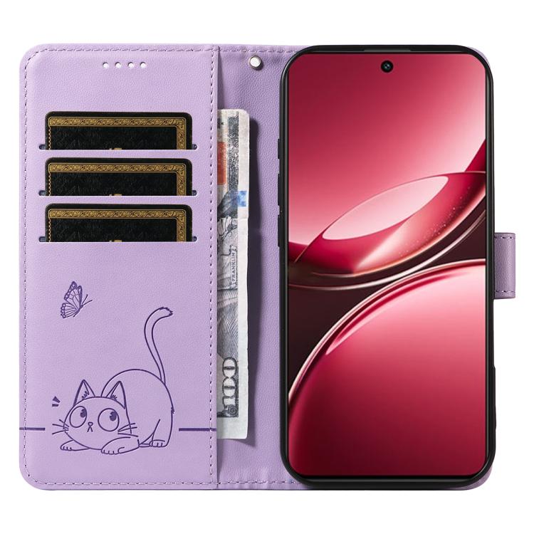 For vivo V50 Lite 5G Global Adorable Cat Embossed Pattern Flip Leather Phone Case
