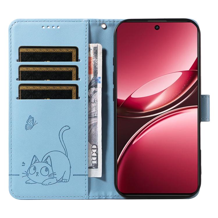 For vivo V50 Lite 5G Global Adorable Cat Embossed Pattern Flip Leather Phone Case