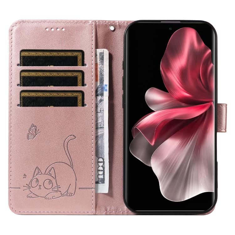 For vivo V30E / V40 Lite Global Adorable Cat Embossed Pattern Flip Leather Phone Case