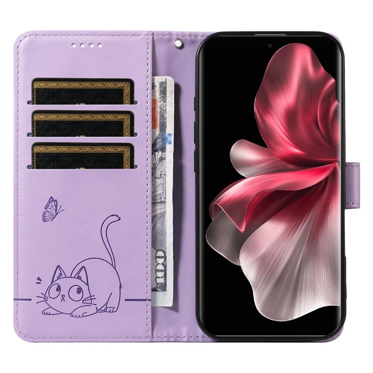 For vivo V30E / V40 Lite Global Adorable Cat Embossed Pattern Flip Leather Phone Case
