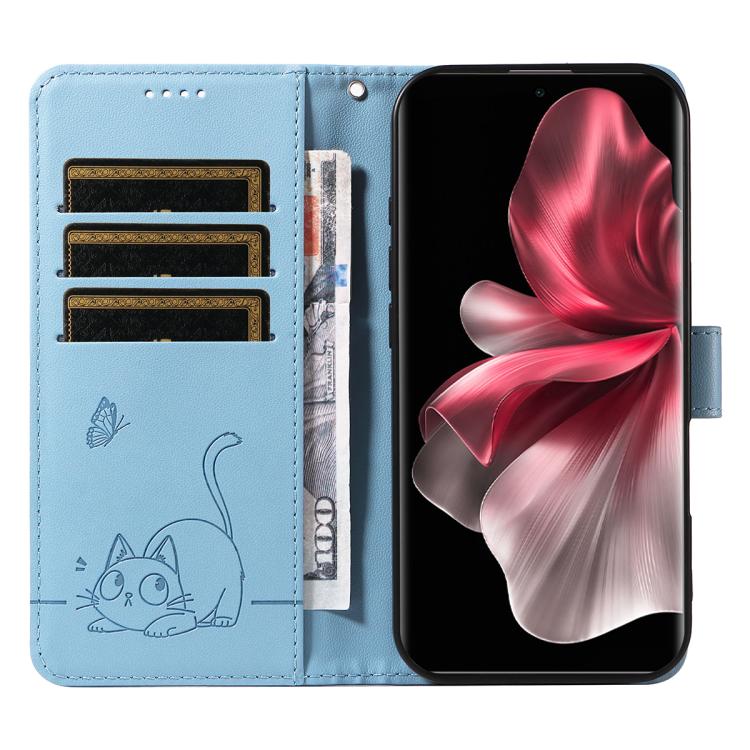 For vivo V30E / V40 Lite Global Adorable Cat Embossed Pattern Flip Leather Phone Case