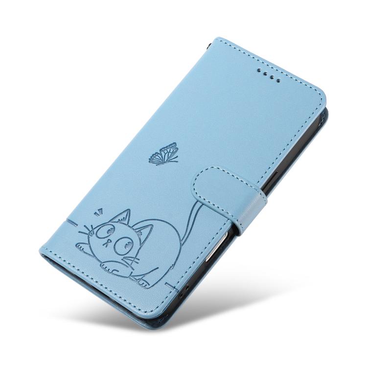 For vivo V30E / V40 Lite Global Adorable Cat Embossed Pattern Flip Leather Phone Case