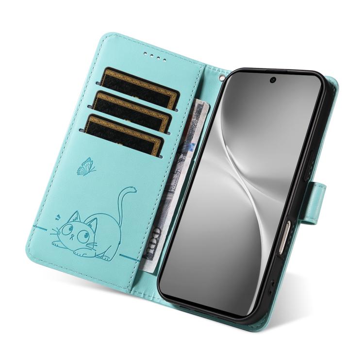 For vivo V60 5G Adorable Cat Embossed Pattern Flip Leather Phone Case