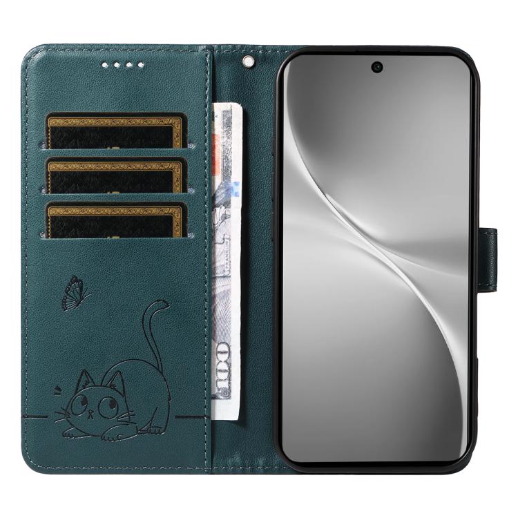 For vivo V60 5G Adorable Cat Embossed Pattern Flip Leather Phone Case