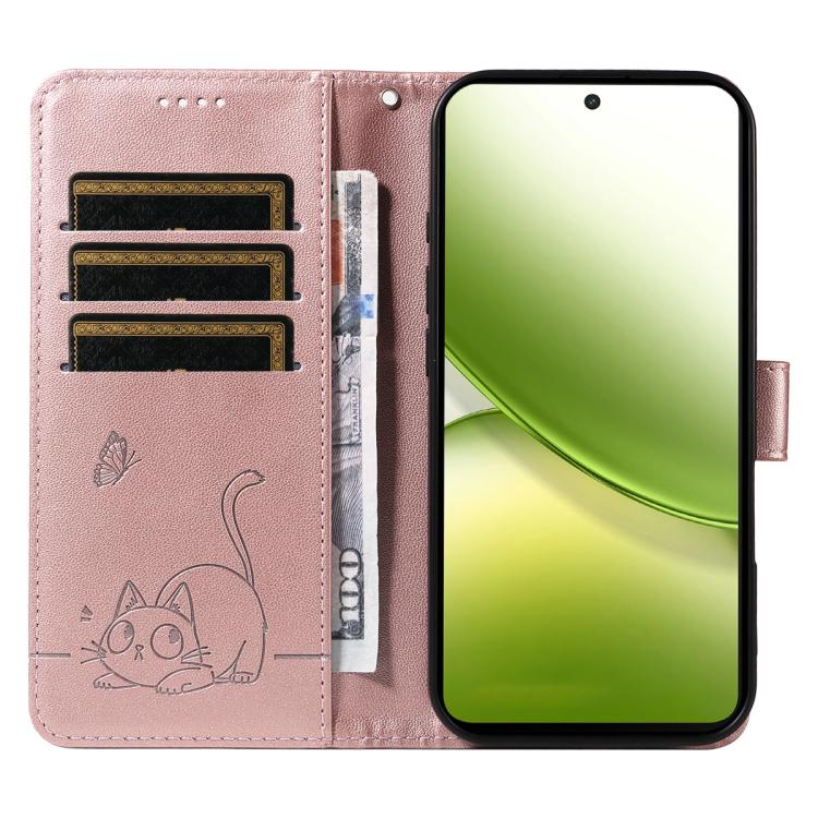 For vivo Y400 5G Adorable Cat Embossed Pattern Flip Leather Phone Case