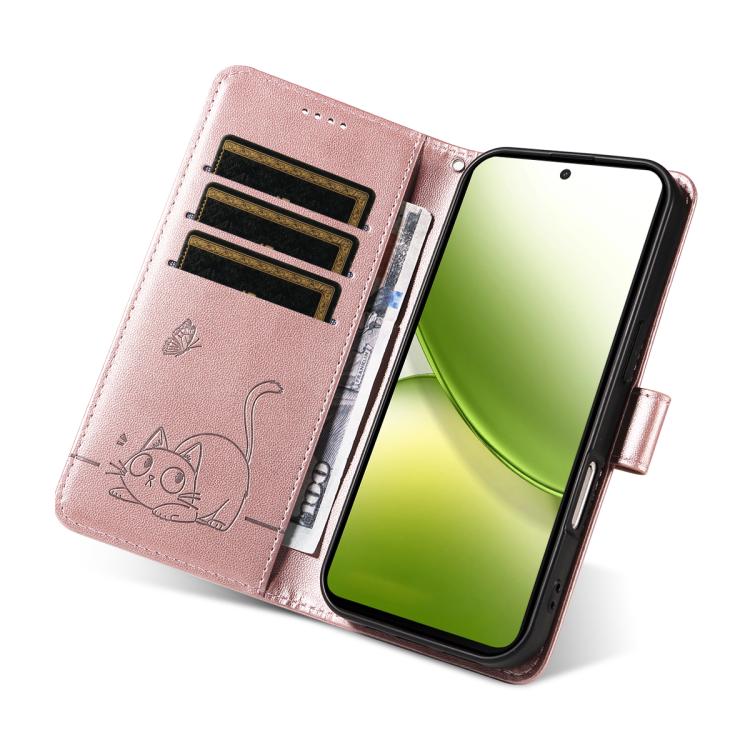 For vivo Y400 5G Adorable Cat Embossed Pattern Flip Leather Phone Case