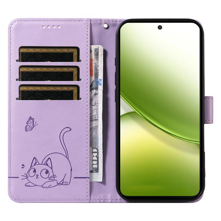 For vivo Y400 5G Adorable Cat Embossed Pattern Flip Leather Phone Case