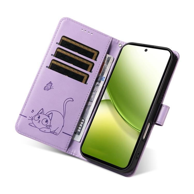 For vivo Y400 5G Adorable Cat Embossed Pattern Flip Leather Phone Case