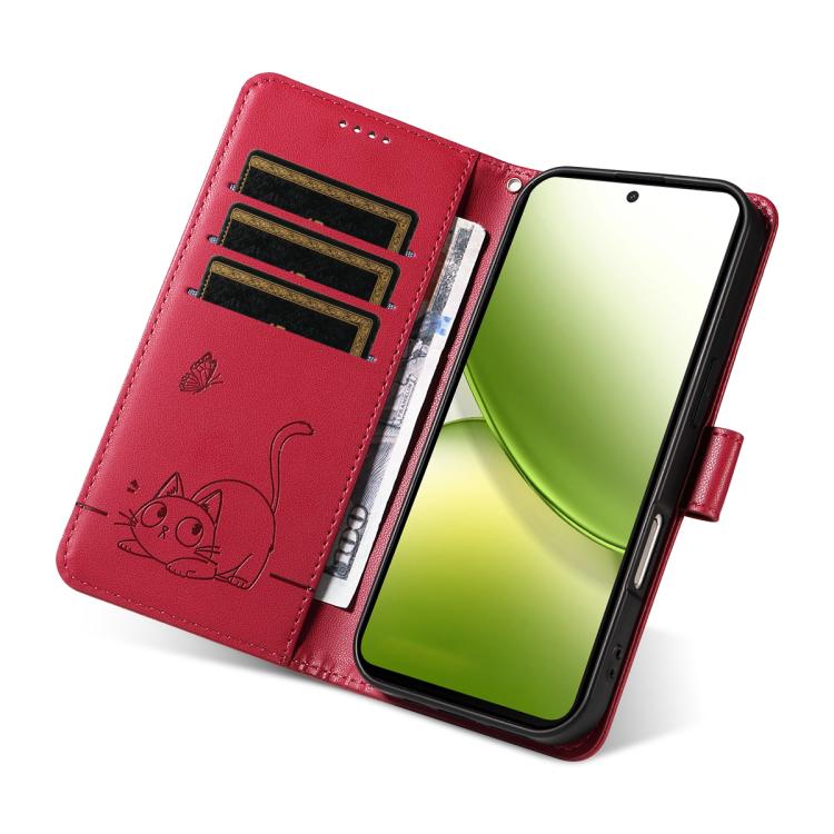For vivo Y400 5G Adorable Cat Embossed Pattern Flip Leather Phone Case
