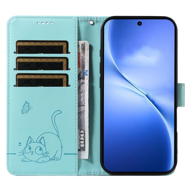 For vivo V60 Lite 4G Adorable Cat Embossed Pattern Flip Leather Phone Case