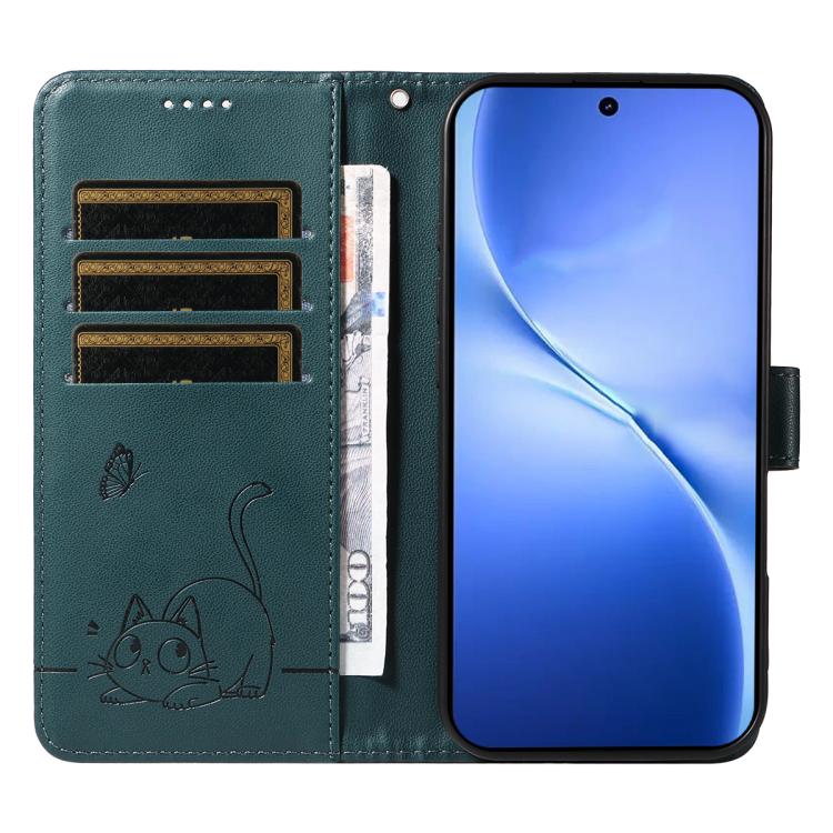 For vivo V60 Lite 4G Adorable Cat Embossed Pattern Flip Leather Phone Case