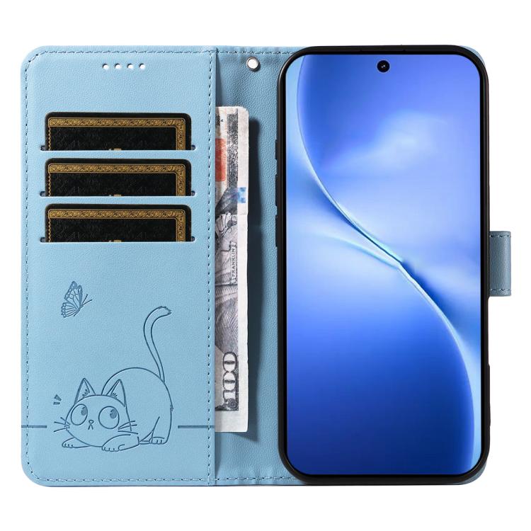 For vivo V60 Lite 4G Adorable Cat Embossed Pattern Flip Leather Phone Case