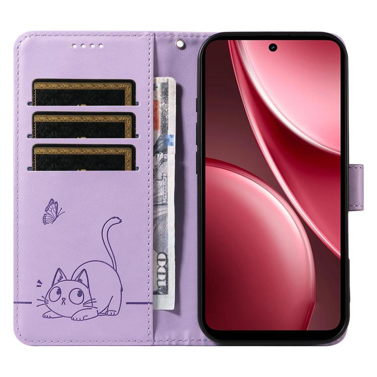 For vivo Y31 5G 2025 / Y21D Adorable Cat Embossed Pattern Flip Leather Phone Case