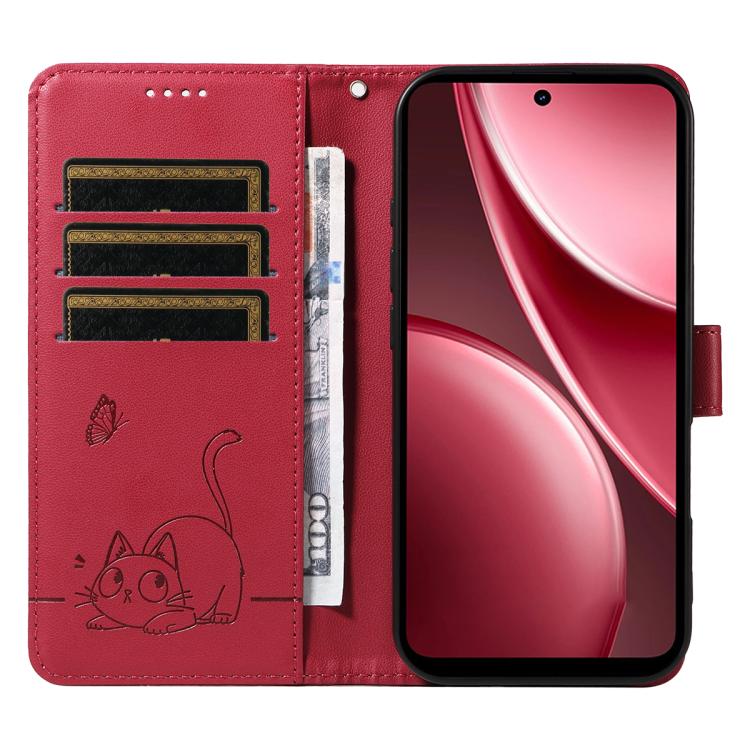 For vivo Y31 5G 2025 / Y21D Adorable Cat Embossed Pattern Flip Leather Phone Case