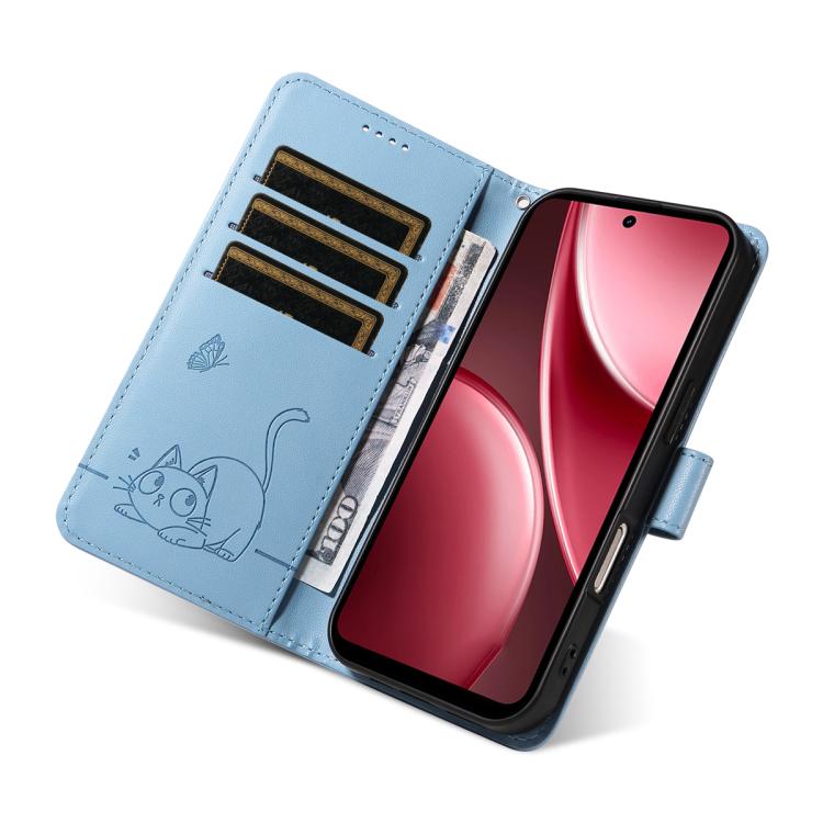 For vivo Y31 5G 2025 / Y21D Adorable Cat Embossed Pattern Flip Leather Phone Case