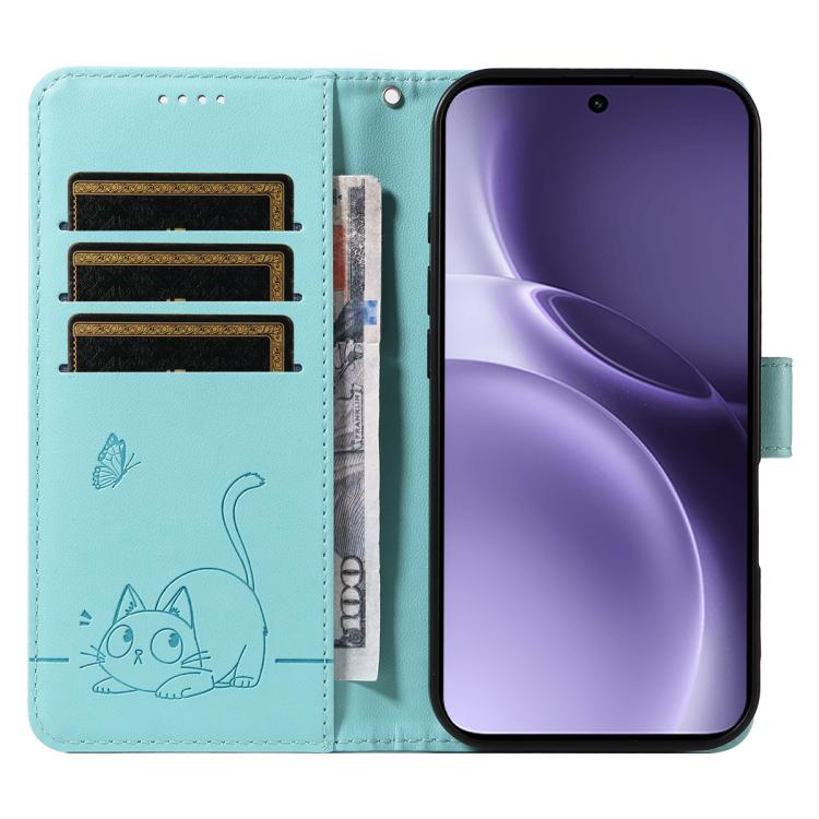 For vivo X300 Pro Adorable Cat Embossed Pattern Flip Leather Phone Case