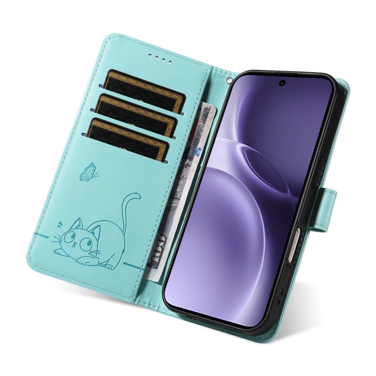 For vivo X300 Pro Adorable Cat Embossed Pattern Flip Leather Phone Case