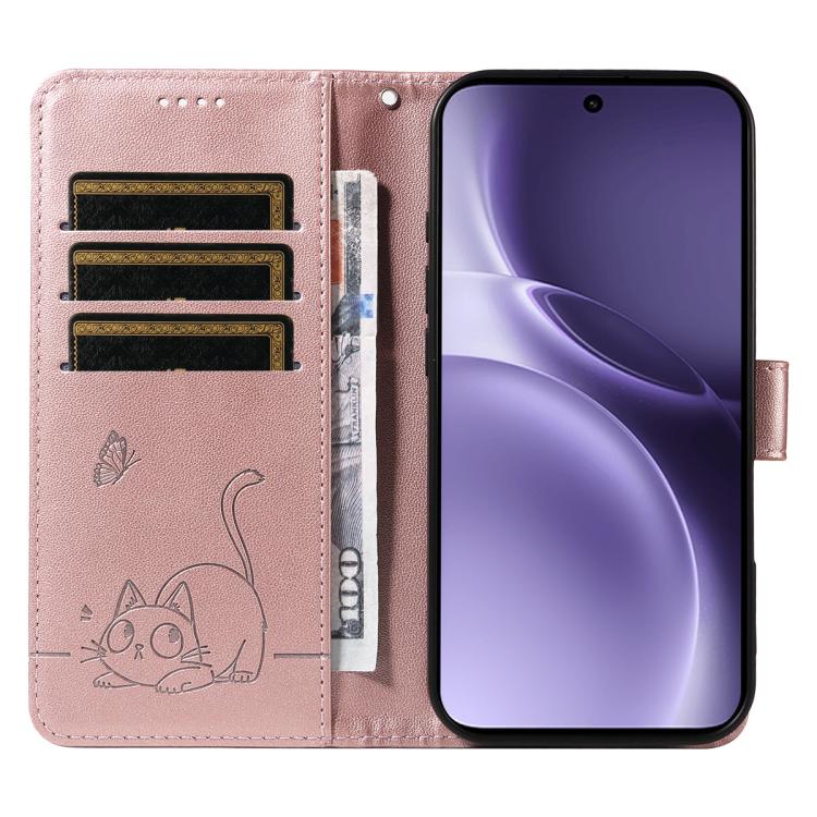 For vivo X300 Pro Adorable Cat Embossed Pattern Flip Leather Phone Case