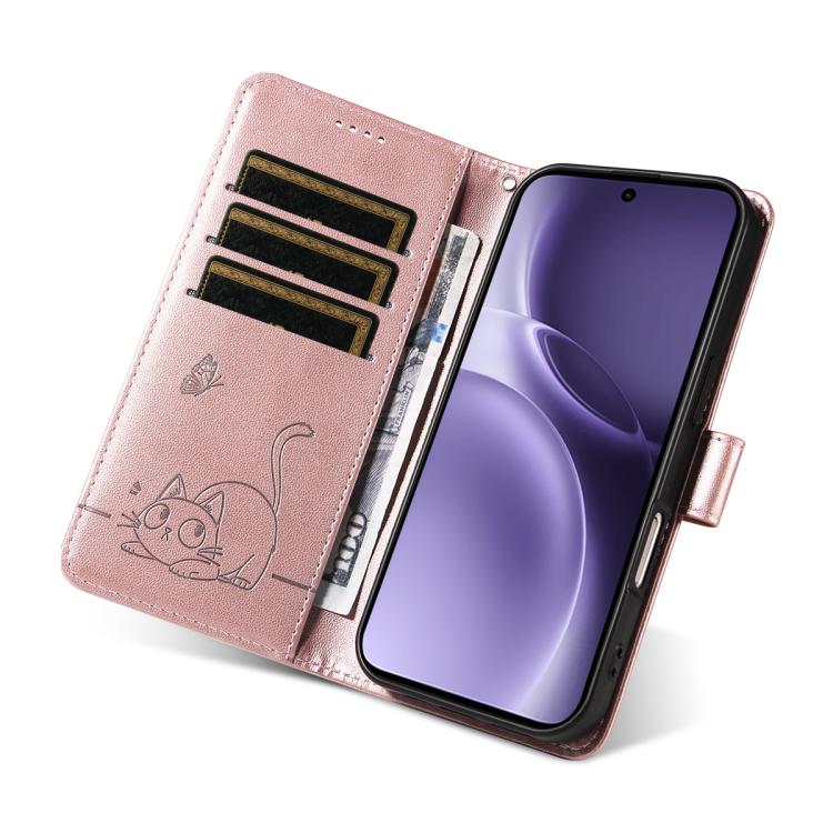 For vivo X300 Pro Adorable Cat Embossed Pattern Flip Leather Phone Case
