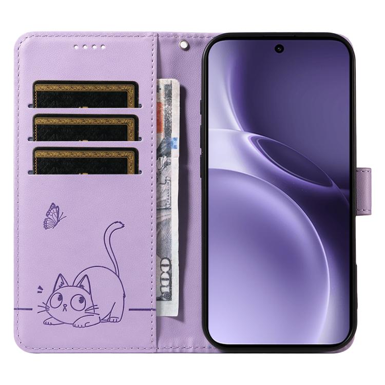 For vivo X300 Pro Adorable Cat Embossed Pattern Flip Leather Phone Case