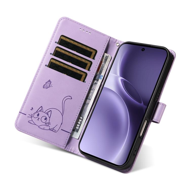 For vivo X300 Pro Adorable Cat Embossed Pattern Flip Leather Phone Case