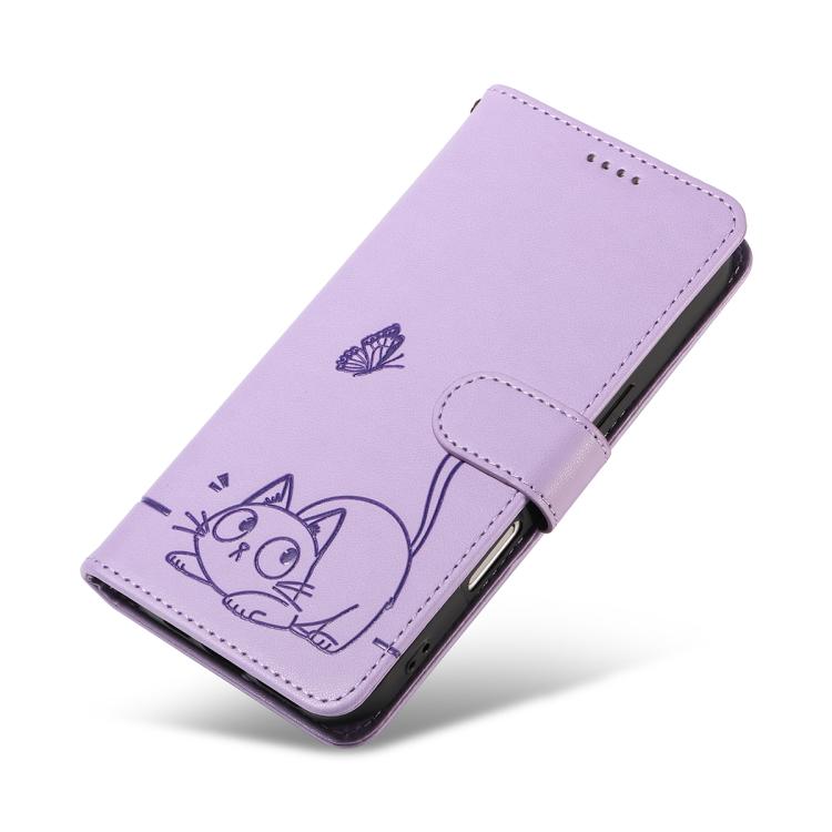 For vivo X300 Pro Adorable Cat Embossed Pattern Flip Leather Phone Case