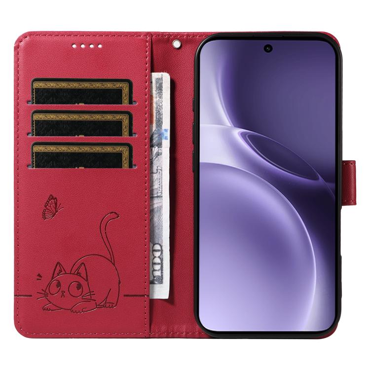 For vivo X300 Pro Adorable Cat Embossed Pattern Flip Leather Phone Case