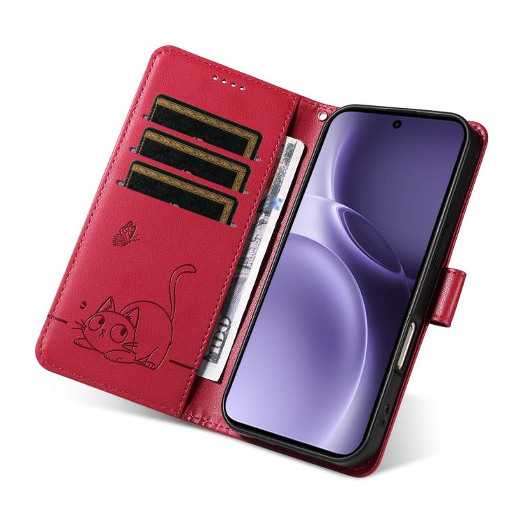 For vivo X300 Pro Adorable Cat Embossed Pattern Flip Leather Phone Case