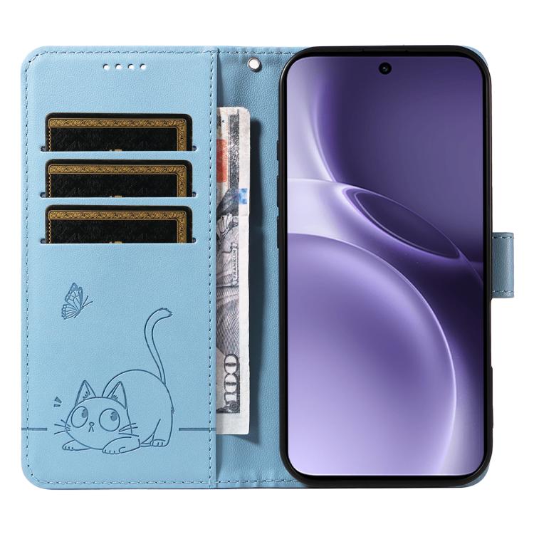 For vivo X300 Pro Adorable Cat Embossed Pattern Flip Leather Phone Case