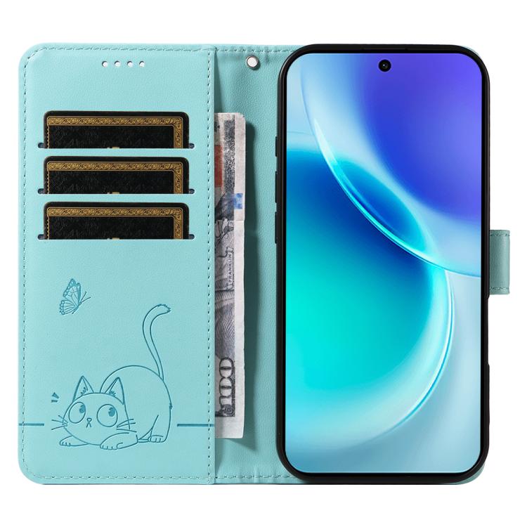 For vivo X300 Adorable Cat Embossed Pattern Flip Leather Phone Case