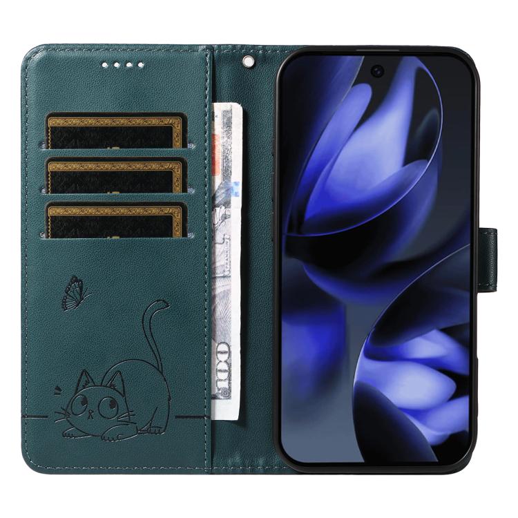 For Google Pixel 10 / 10 Pro Global Adorable Cat Embossed Pattern Flip Leather Phone Case