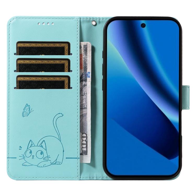 For Google Pixel 10a Adorable Cat Embossed Pattern Flip Leather Phone Case