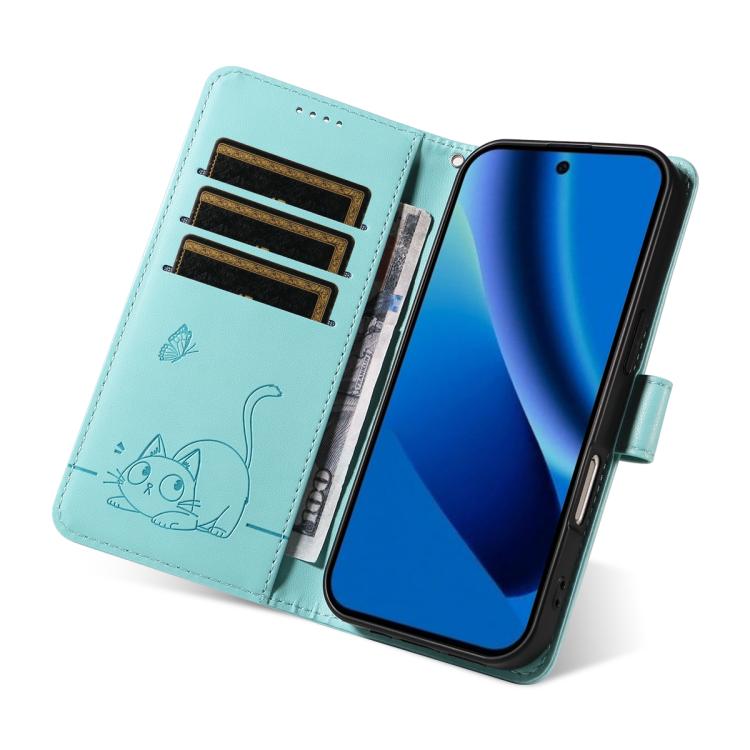 For Google Pixel 10a Adorable Cat Embossed Pattern Flip Leather Phone Case