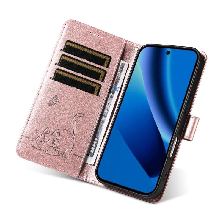 For Google Pixel 10a Adorable Cat Embossed Pattern Flip Leather Phone Case