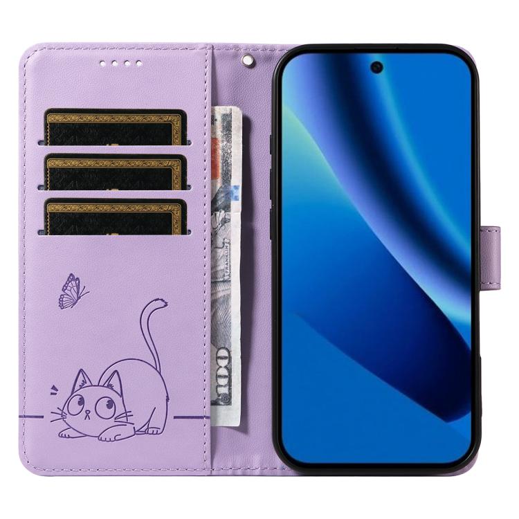 For Google Pixel 10a Adorable Cat Embossed Pattern Flip Leather Phone Case
