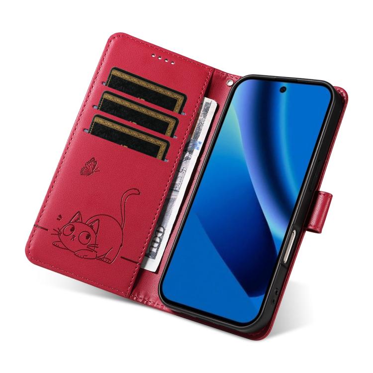 For Google Pixel 10a Adorable Cat Embossed Pattern Flip Leather Phone Case