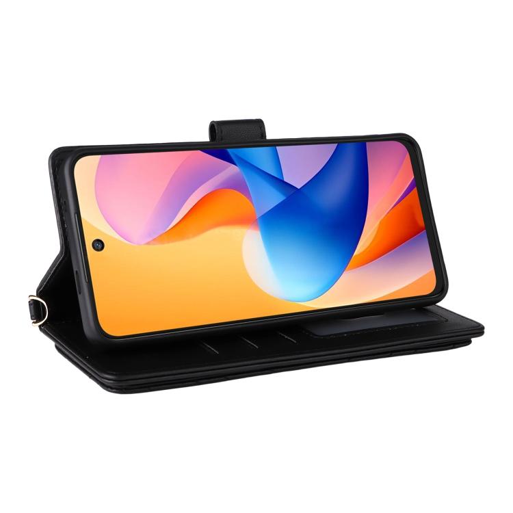 For TCL 60R 5G / 60 5G Multifunctional 6-Card Slots Leather Phone Case with Wrist Strap